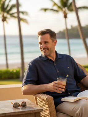 Caribbean Casual Button Front Shirt Men's XL Black Embroidered Bass Fish 288E